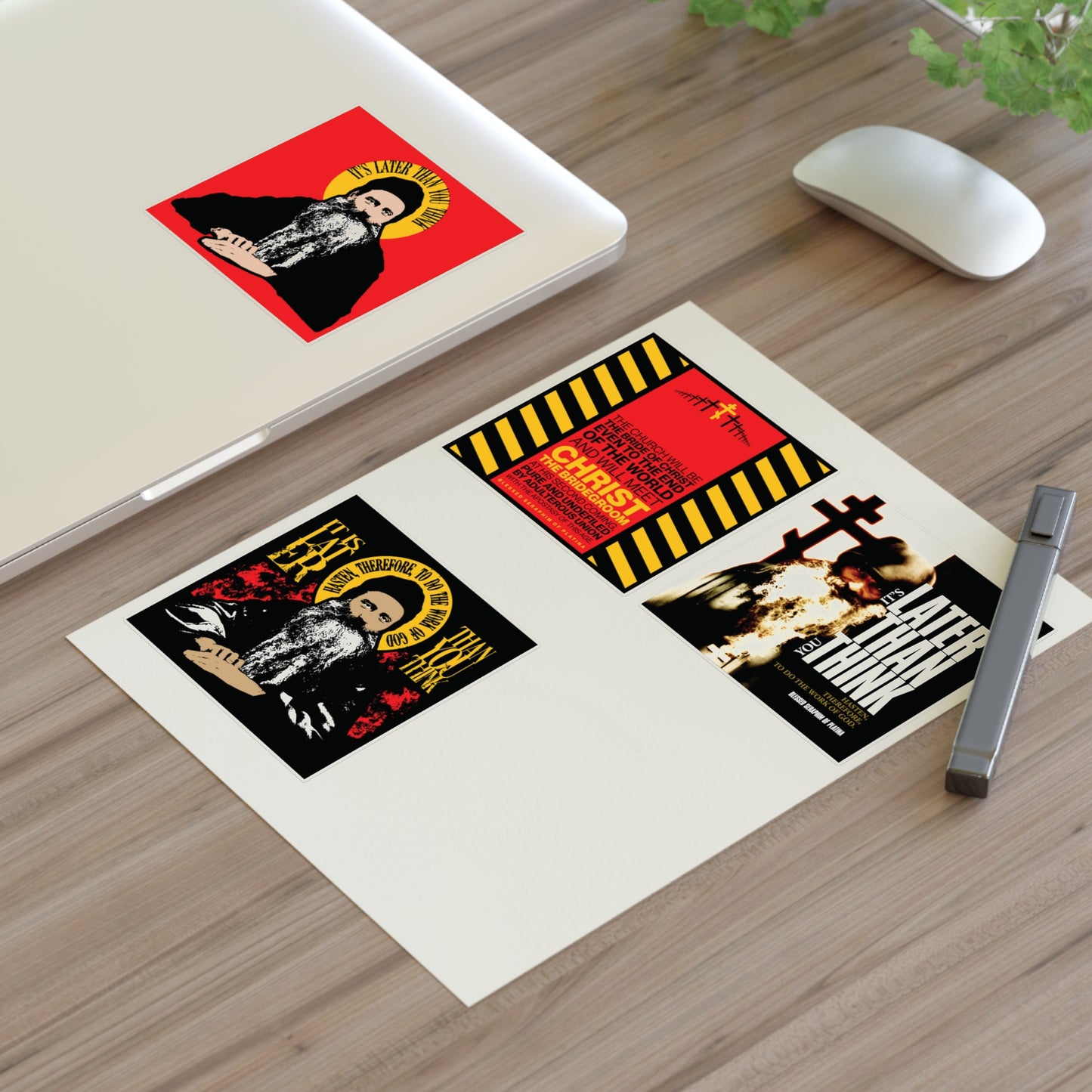 Fr Seraphim Rose 4x4 Sticker Sheet No. 1 | It's Later Than You Think | Modern Saint Graphic Decor | Apocalyptic | Orthodox Christian Stickers