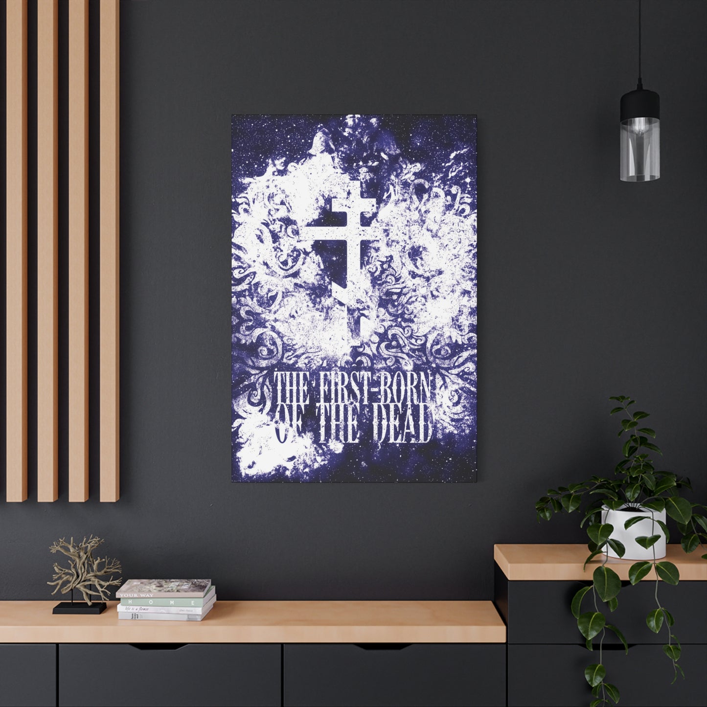 The First-Born of the Dead | Glowing White & Blue Textured Cosmic Orthodox Cross | Resurrection & Apocalypse | Christian Canvas Art