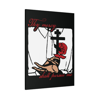 Thy Mercy Shall Pursue Me - Psalm 22 (23) | Orthodox Martyr's Cross and Rose Icono-Graphic Style | Christian Canvas Art