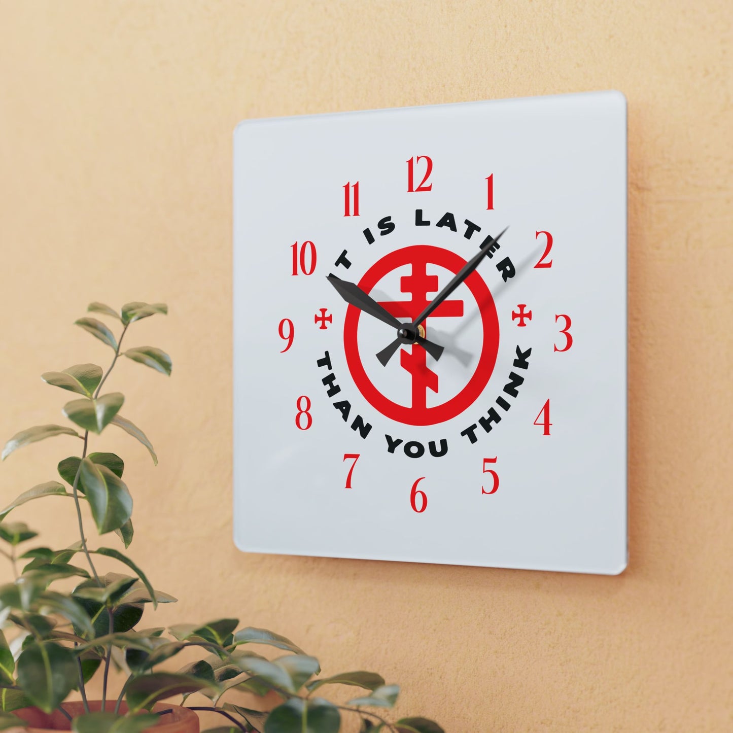 It Is Later Than You Think | Fr Seraphim Rose | American Saint | Memento Mori | Orthodox Cross in Circle | Christian Acrylic Wall Clock