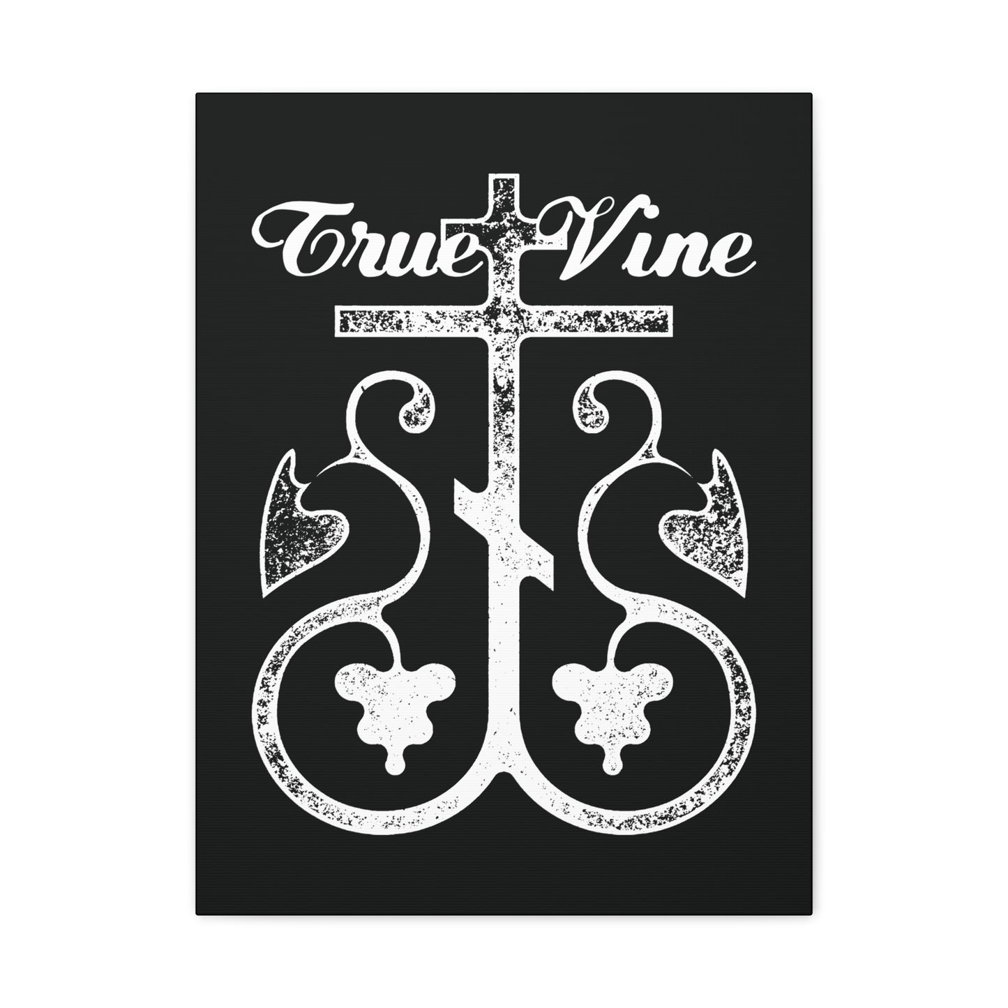 I Am the True Vine (John 15, Ezekiel 15) | Orthodox Cross with Grape Vine | Photocopy Effect | Orthodox Christian Canvas Wall Art