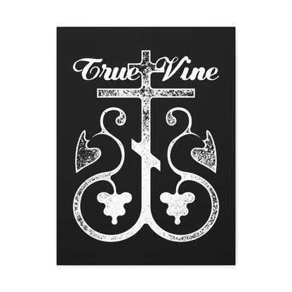 I Am the True Vine (John 15, Ezekiel 15) | Orthodox Cross with Grape Vine | Photocopy Effect | Orthodox Christian Canvas Wall Art
