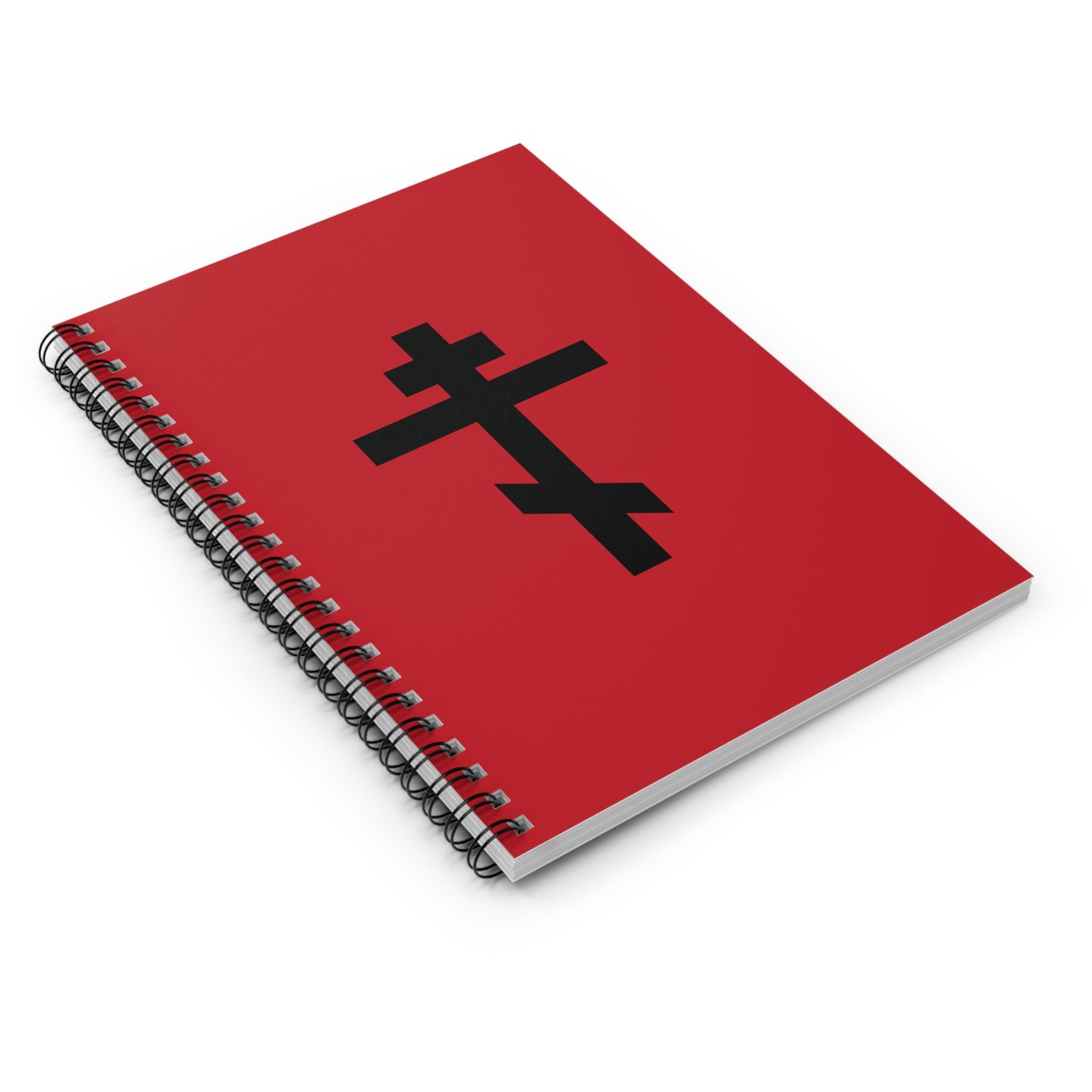 Black Orthodox Cross Red Background | In this sign ye shall conquer | Orthodox Christian Spiral Notebook