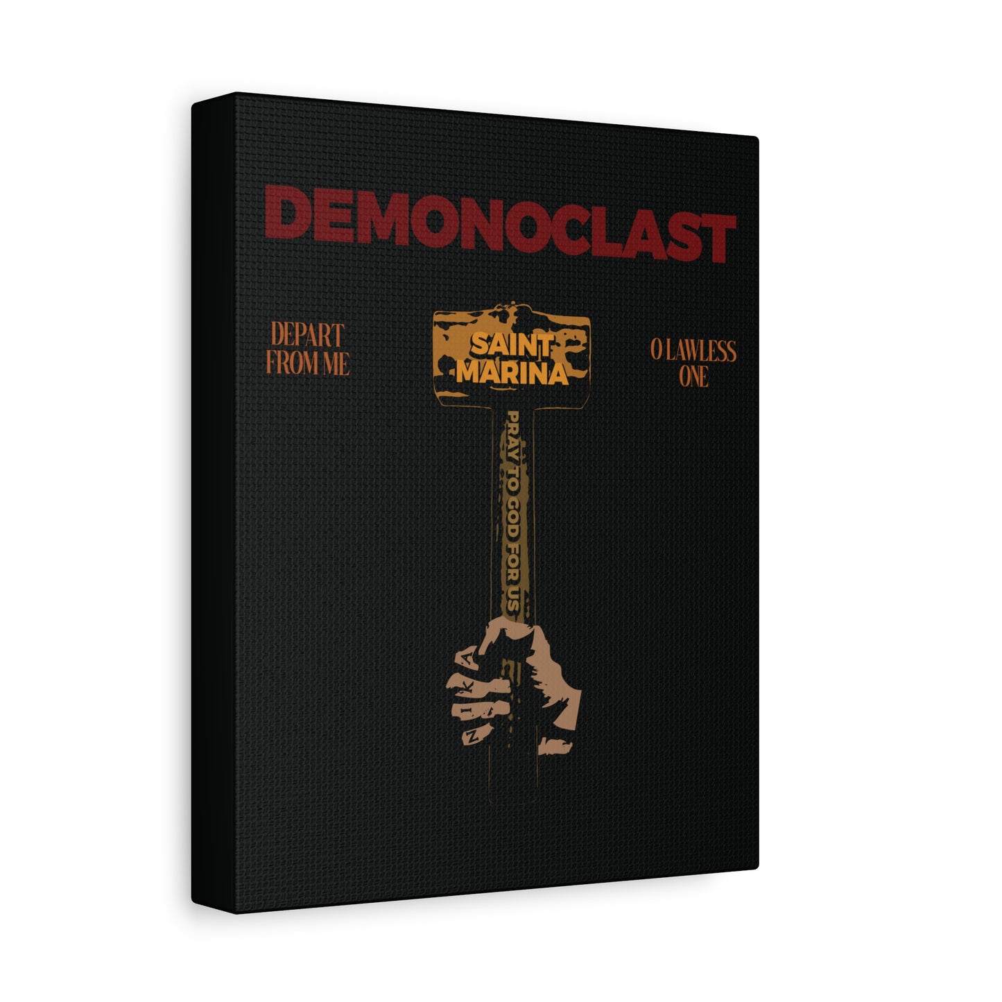 Demonoclast | St. Marina's Hammer | NIKA Fist | Christ Conquers | Demon Smasher | Unseen Warfare | Christian Martyrdom | Orthodox Canvas Art