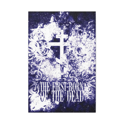 The First-Born of the Dead | Glowing White & Blue Textured Cosmic Orthodox Cross | Resurrection & Apocalypse | Christian Canvas Art