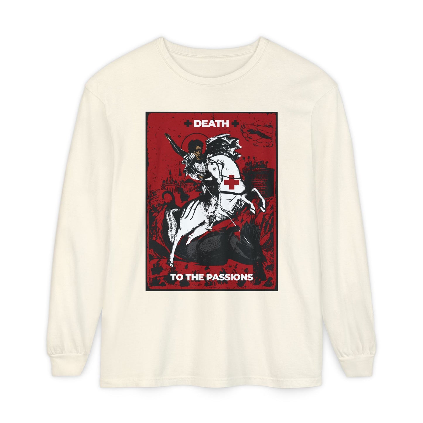 St George Slaying the Dragon | Death to the Passions | Unseen Warfare | Ascetic Orthodox Christianity | Heavy Cotton Long Sleeve T-Shirt