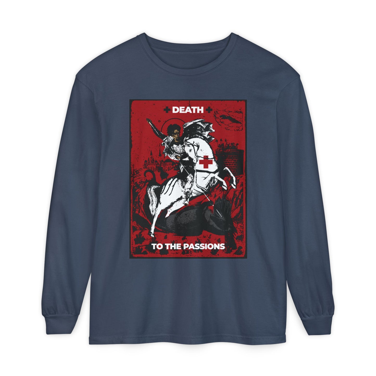 St George Slaying the Dragon | Death to the Passions | Unseen Warfare | Ascetic Orthodox Christianity | Heavy Cotton Long Sleeve T-Shirt