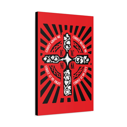 Red ICXC NIKA Enniskillen Celtic Cross | Lorica of St. Patrick | Shield Prayer | Orthodox Christian Canvas Art