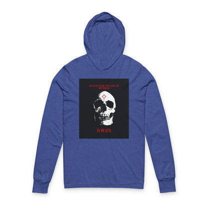 The Final Enemy That Shall Be Destroyed (1 Cor 15:26) | Skull in Crosshairs | Gothic Style Orthodox Long Sleeve Hooded Shirt