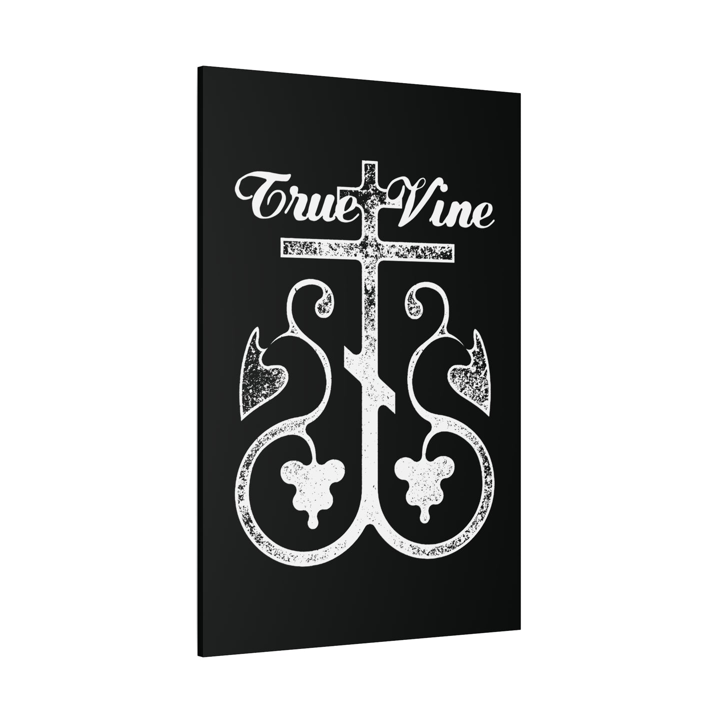 I Am the True Vine (John 15, Ezekiel 15) | Orthodox Cross with Grape Vine | Photocopy Effect | Orthodox Christian Canvas Wall Art