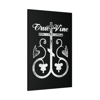 I Am the True Vine (John 15, Ezekiel 15) | Orthodox Cross with Grape Vine | Photocopy Effect | Orthodox Christian Canvas Wall Art