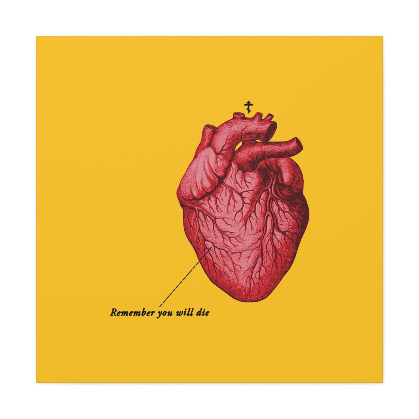 Remember You Will Die Retro Medical Textbook Heart Design | Orthodox Christian Canvas Art