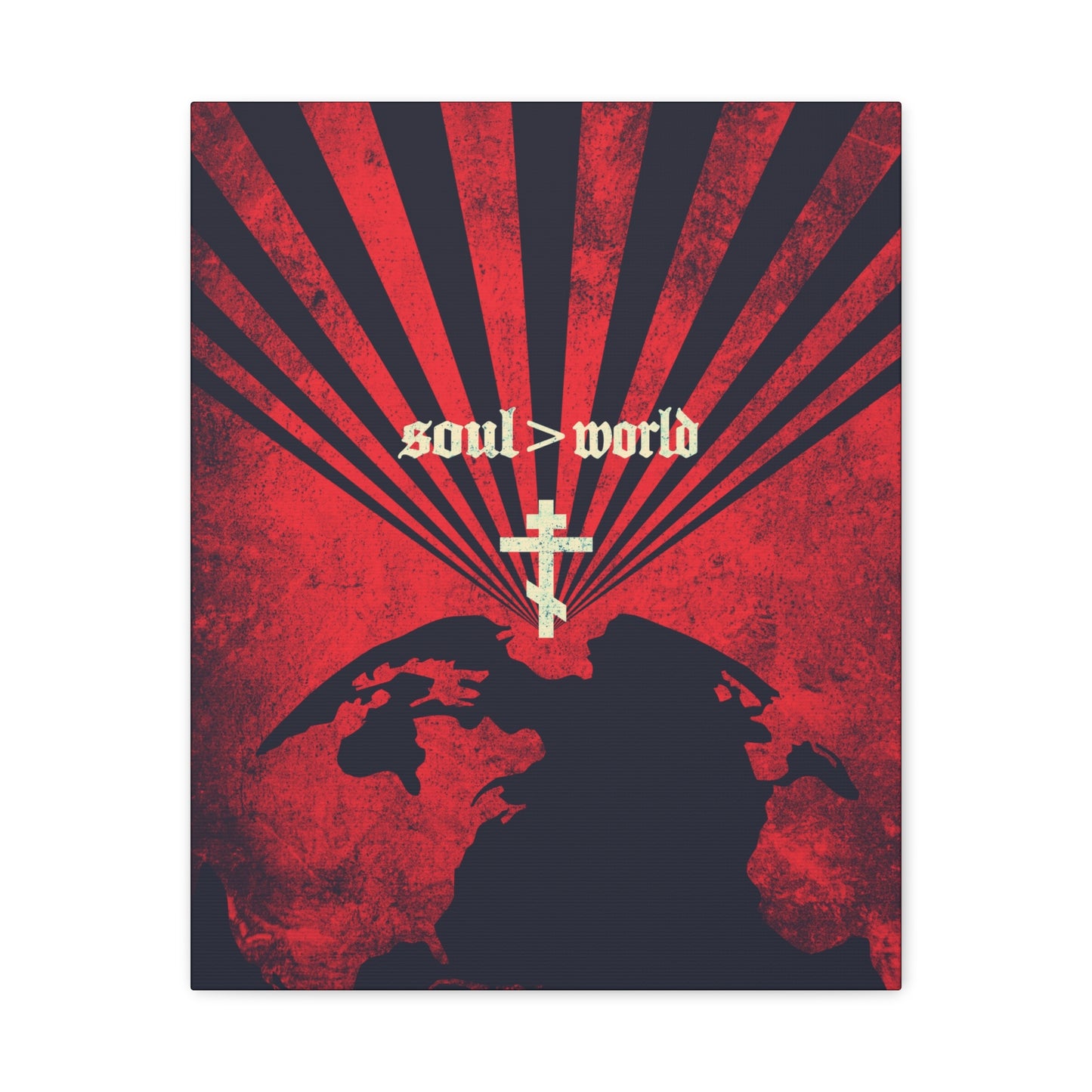 What Shall it Profit a Man | Matthew 16:26 | Soul Is Greater Than World | Red Earth White Cross | Orthodox Christian Canvas Art