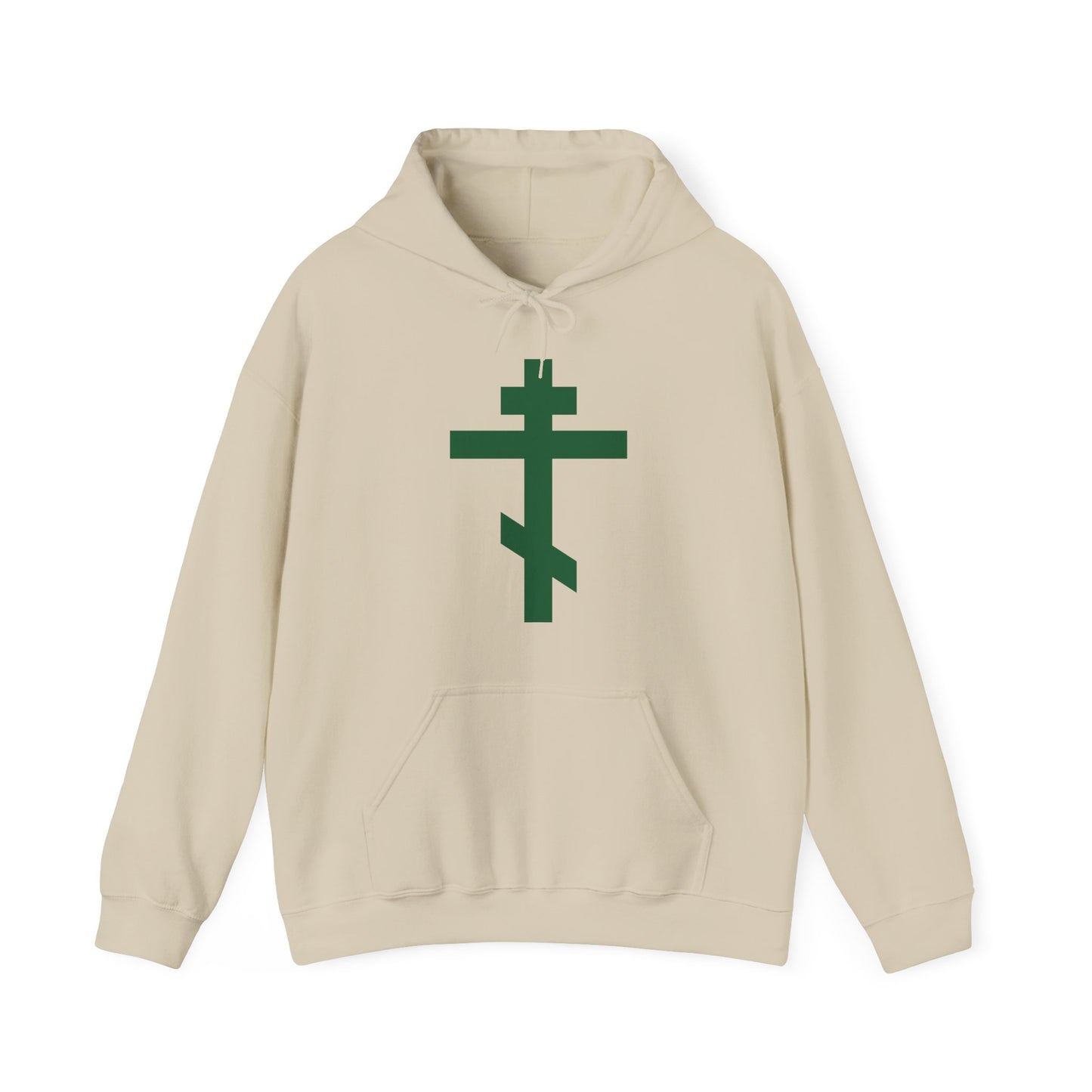 Forest Green Orthodox Tribar Cross | Preserve Thy People By Thy Cross, O Lord | Christ is King | Christian Streetwear Hoodie