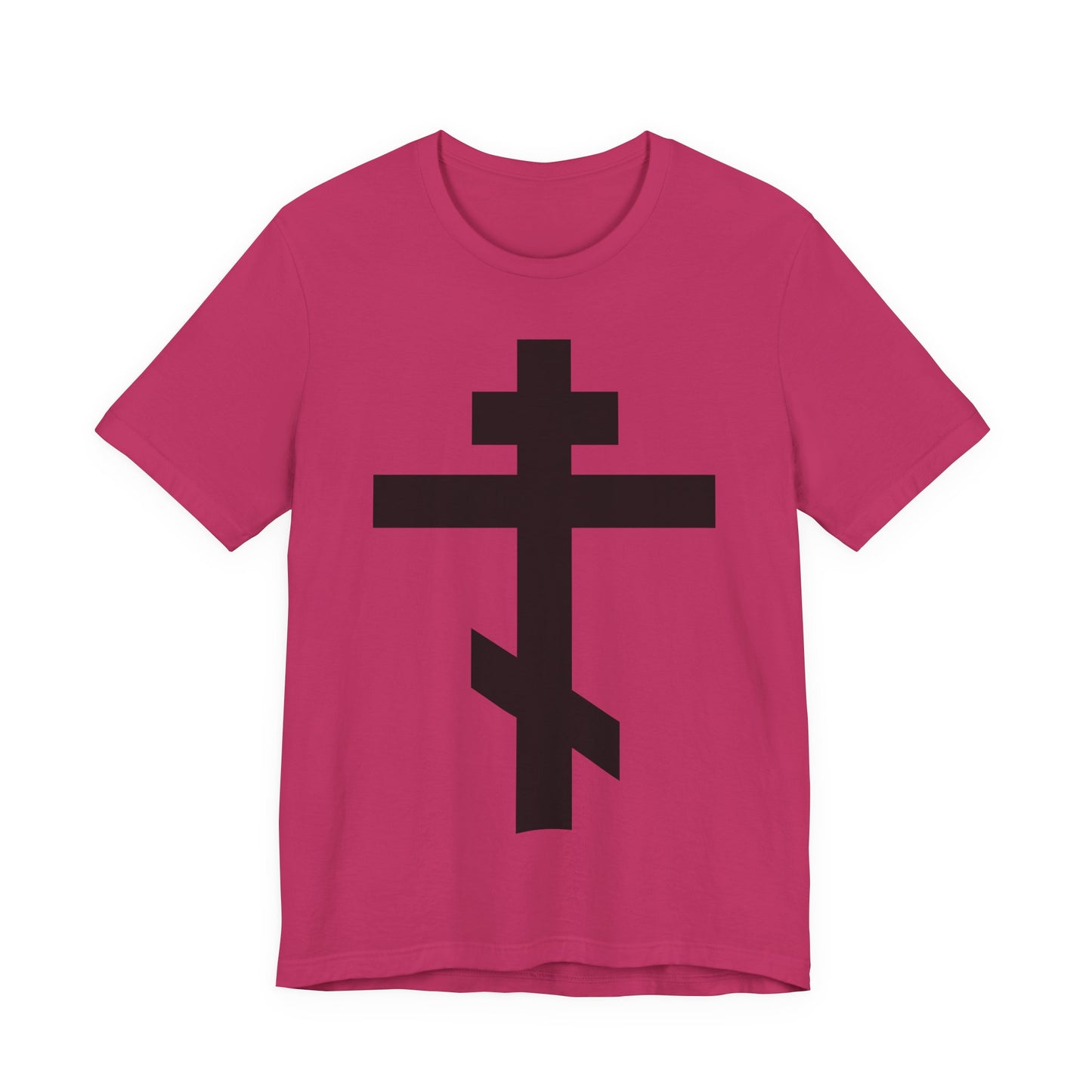 Black Orthodox Cross | May I Never Boast Except in the Cross of Our Lord Jesus Christ (Gal 6:14) | Christian Unisex Cotton Tee
