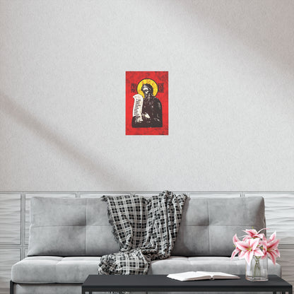 Prophet Ezekiel IconoGraphic | Textured, High Contrast Bright Red and Yellow Design | Old Testament | Orthodox Christian Art Poster