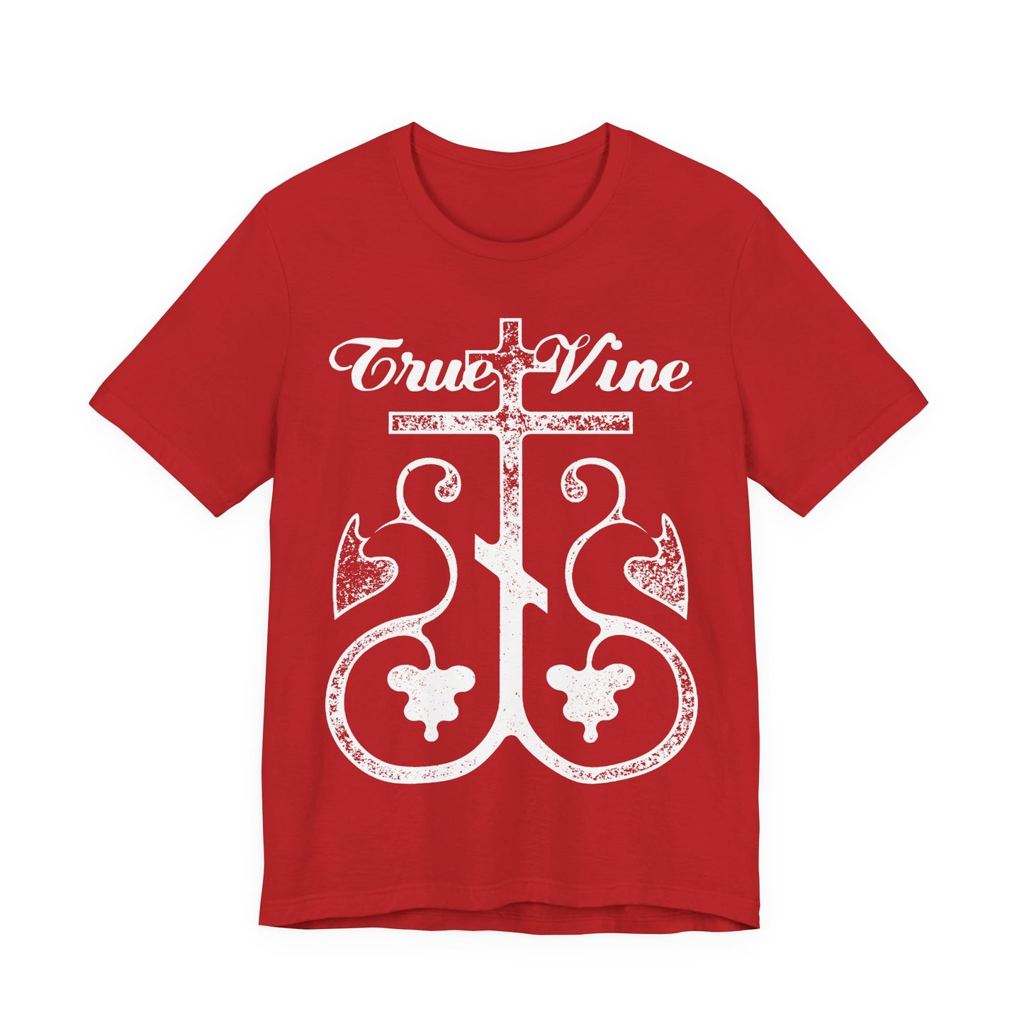 I Am the True Vine (John 15, Ezekiel 15) | Orthodox Cross with Grape Vine | Photocopy Effect | Christian Unisex Cotton T-Shirt