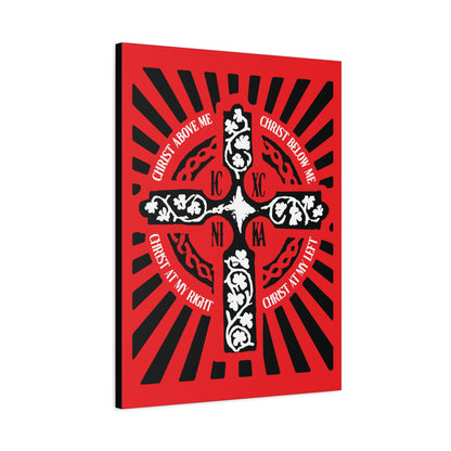 Red ICXC NIKA Enniskillen Celtic Cross | Lorica of St. Patrick | Shield Prayer | Orthodox Christian Canvas Art