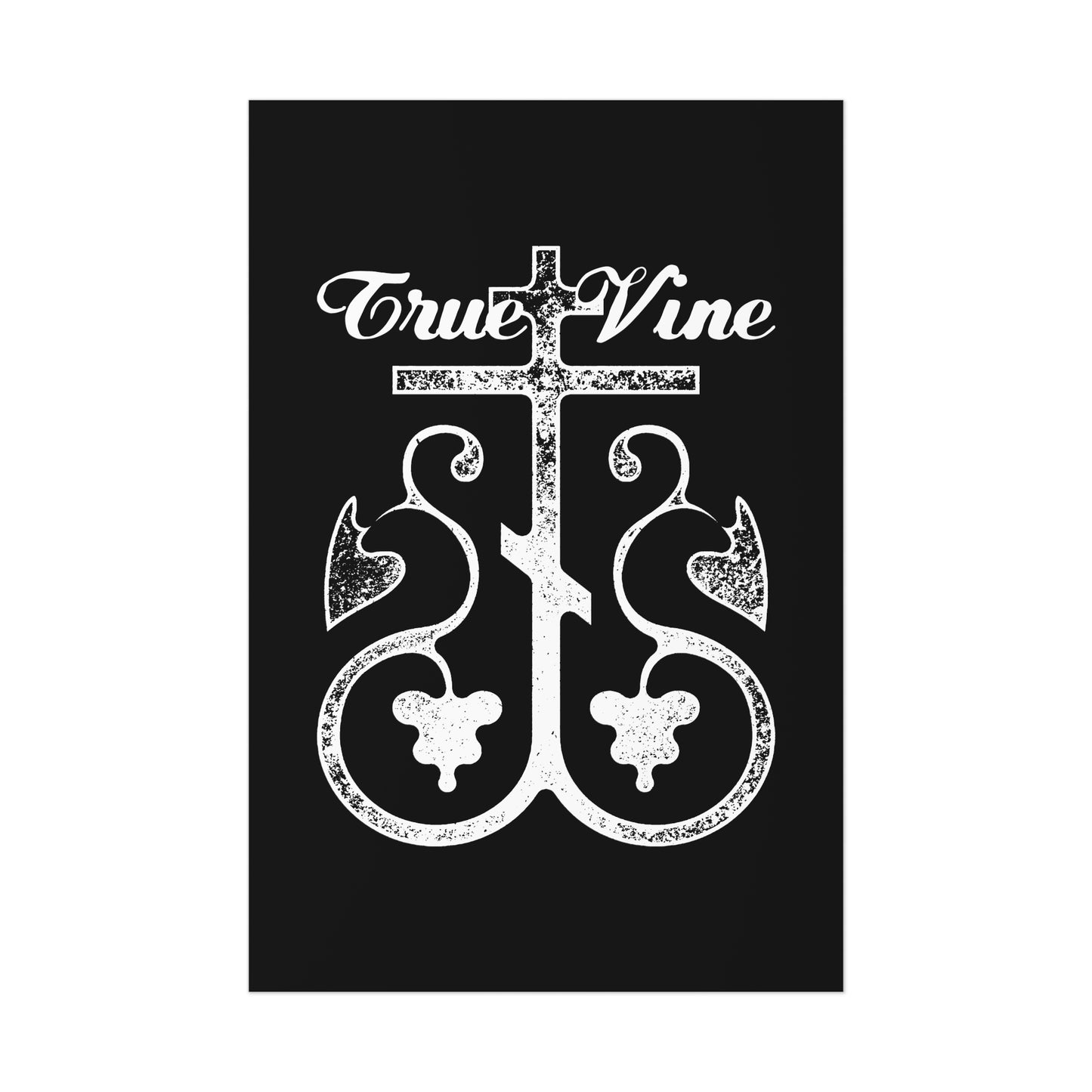 I Am the True Vine (John 15, Ezekiel 15) | Orthodox Cross with Grape Vine | Photocopy Effect | Orthodox Christian Art Poster