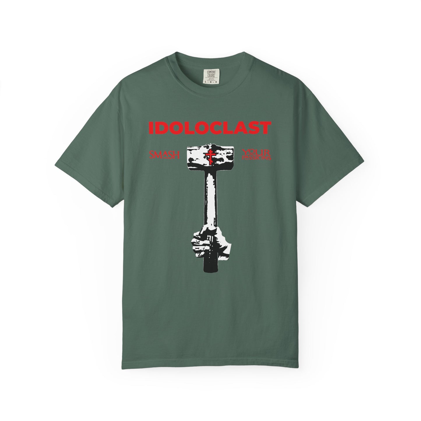 Idoloclast Idol-Smasher | Jesus Fist w/ Sledgehammer | Smash Your Passions | ICXC NIKA | Christian Ascetic | Heavyweight Cotton Unisex T-Shirt