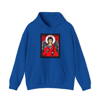 Behold I Send an Angel Before You (Ex 23:20) | Guardian Angel With Cross & Sword IconoGraphic | Orthodox Christian Hoodie