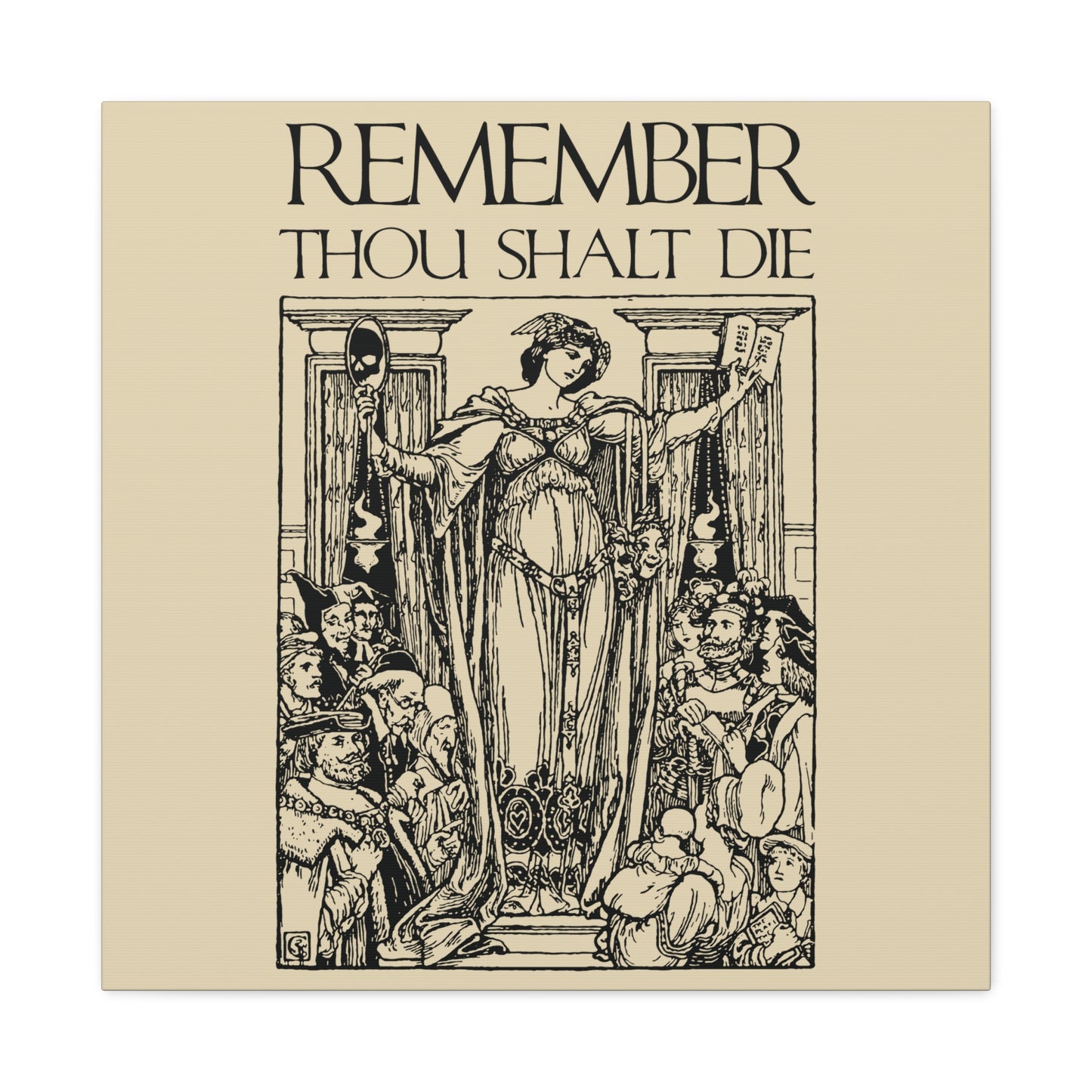 Remember You Will Die Shakespearean Design | Memento Mori | Classic Woodcut Illustration Aesthetic | Christian Wall Art