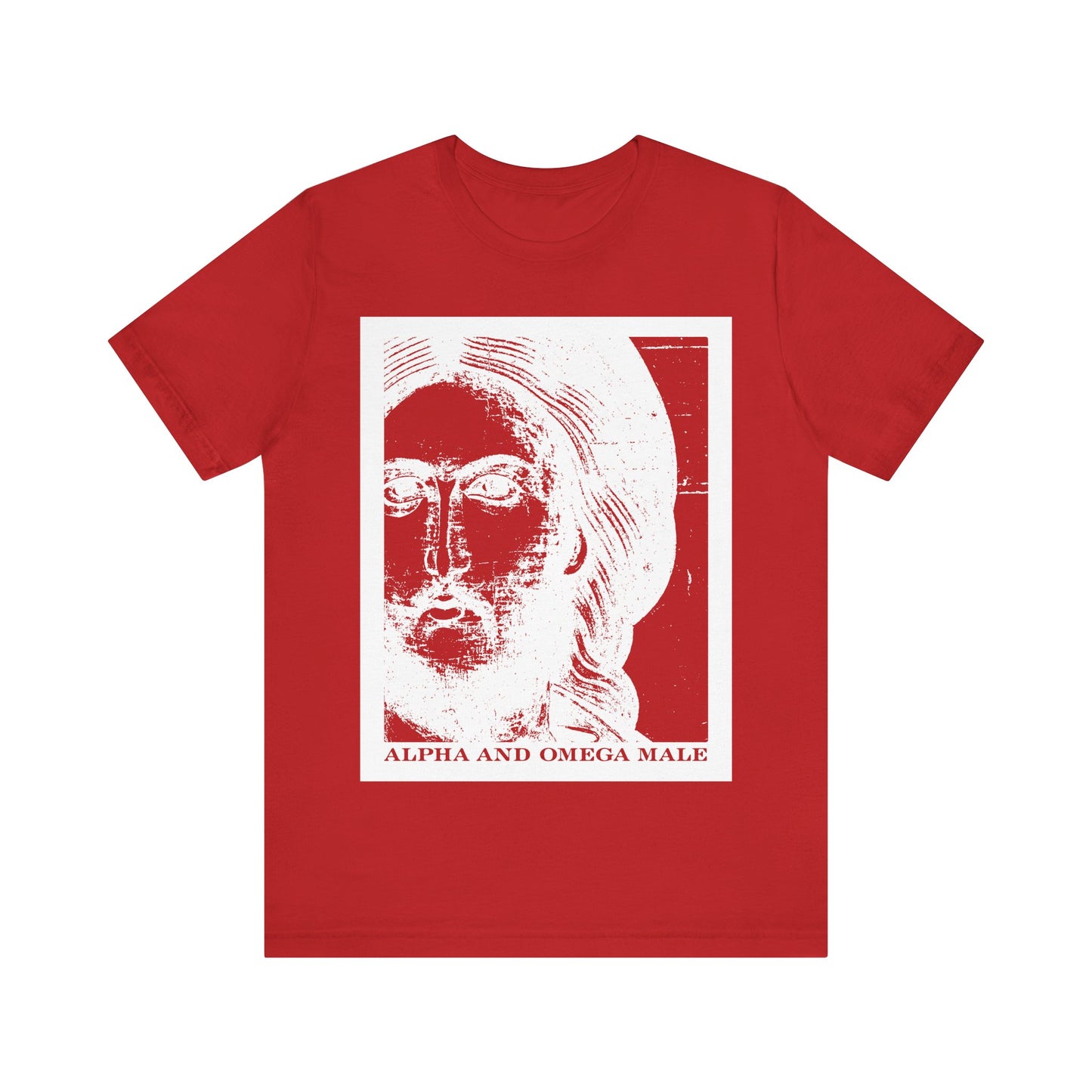 Alpha & Omega Male | Jesus Christ Icono-Graphic Photonegative | I am the Beginning & the End (Rev 22) | Lightweight Cotton Unisex T-Shirt