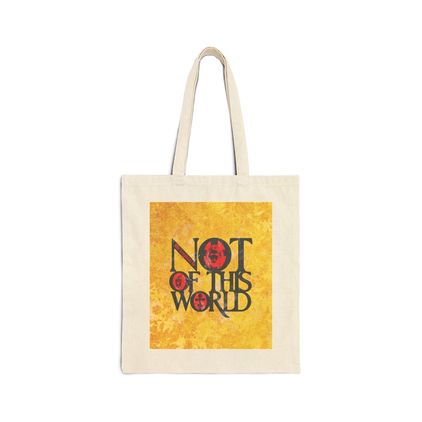 My Kingdom is Not of This World (John 18:36) | Bold Red, Yellow & Black Textured Design with Icon Motifs | Orthodox Christian Tote Bag