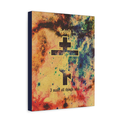 Behold, I Make All Things New (Revelation 21:5) | Cosmic Orthodox Cross On Inverted Starfield | Second Coming | Orthodox Christian Canvas Art