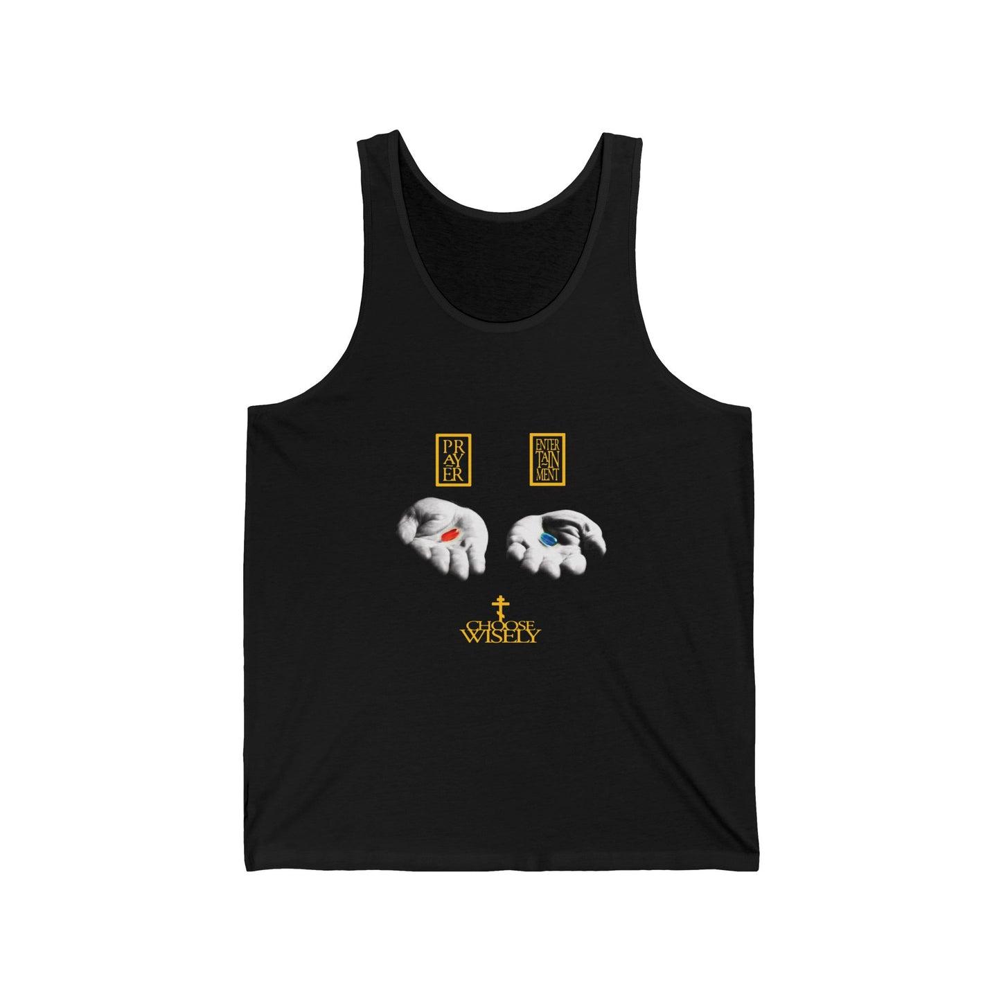 Red Pill Blue Pill (Choose Wisely) No. 1 | Orthodox Christian Jersey Tank Top / Sleeveless Shirt