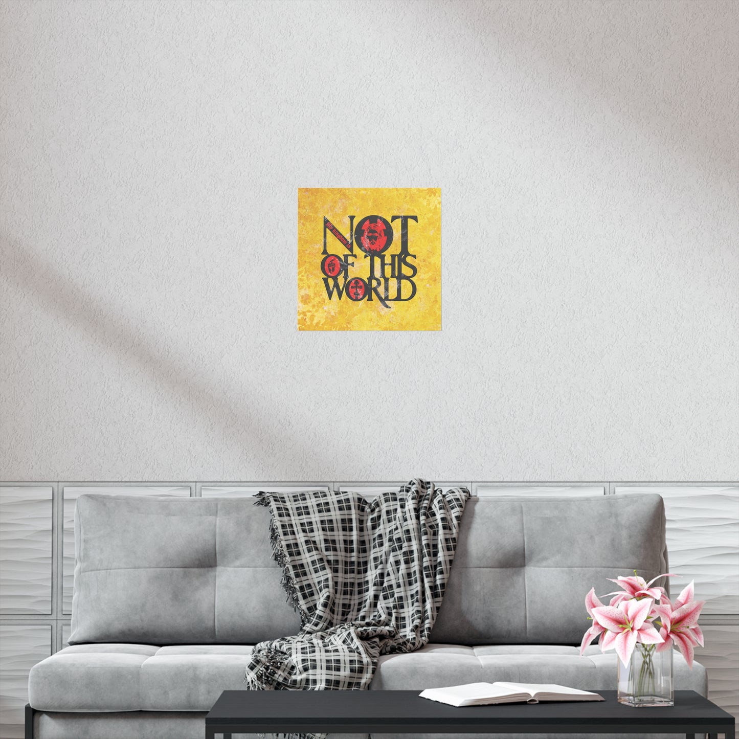My Kingdom is Not of This World (John 18:36) | Bold Red, Yellow & Black Textured Design with Icon Motifs | Orthodox Christian Art Poster