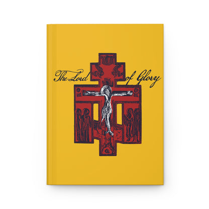 The Lord of Glory | Russian Golgotha Crucifix IconoGraphic (Gold BG) | 1 Corinthians 2:8 | Orthodox Christian Hardcover Blank Journal