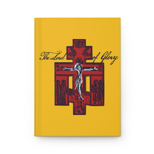 The Lord of Glory | Russian Golgotha Crucifix IconoGraphic (Gold BG) | 1 Corinthians 2:8 | Orthodox Christian Hardcover Blank Journal