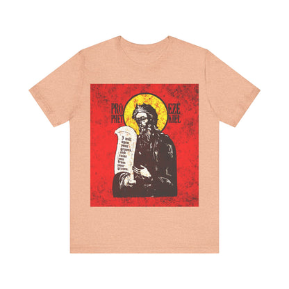 Prophet Ezekiel IconoGraphic | Textured, High Contrast Bright Red and Yellow Design | Old Testament | Orthodox Christian T-Shirt