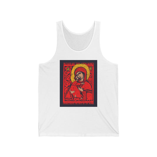 Vladimir Theotokos Icon (Blessed Art Thou Among Women) No. 1 | Orthodox Christian Jersey Tank Top / Sleeveless Shirt