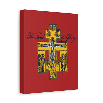 The Lord of Glory | Russian Golgotha Crucifix IconoGraphic (Red BG) | 1 Corinthians 2:8 | Orthodox Christian Canvas Art