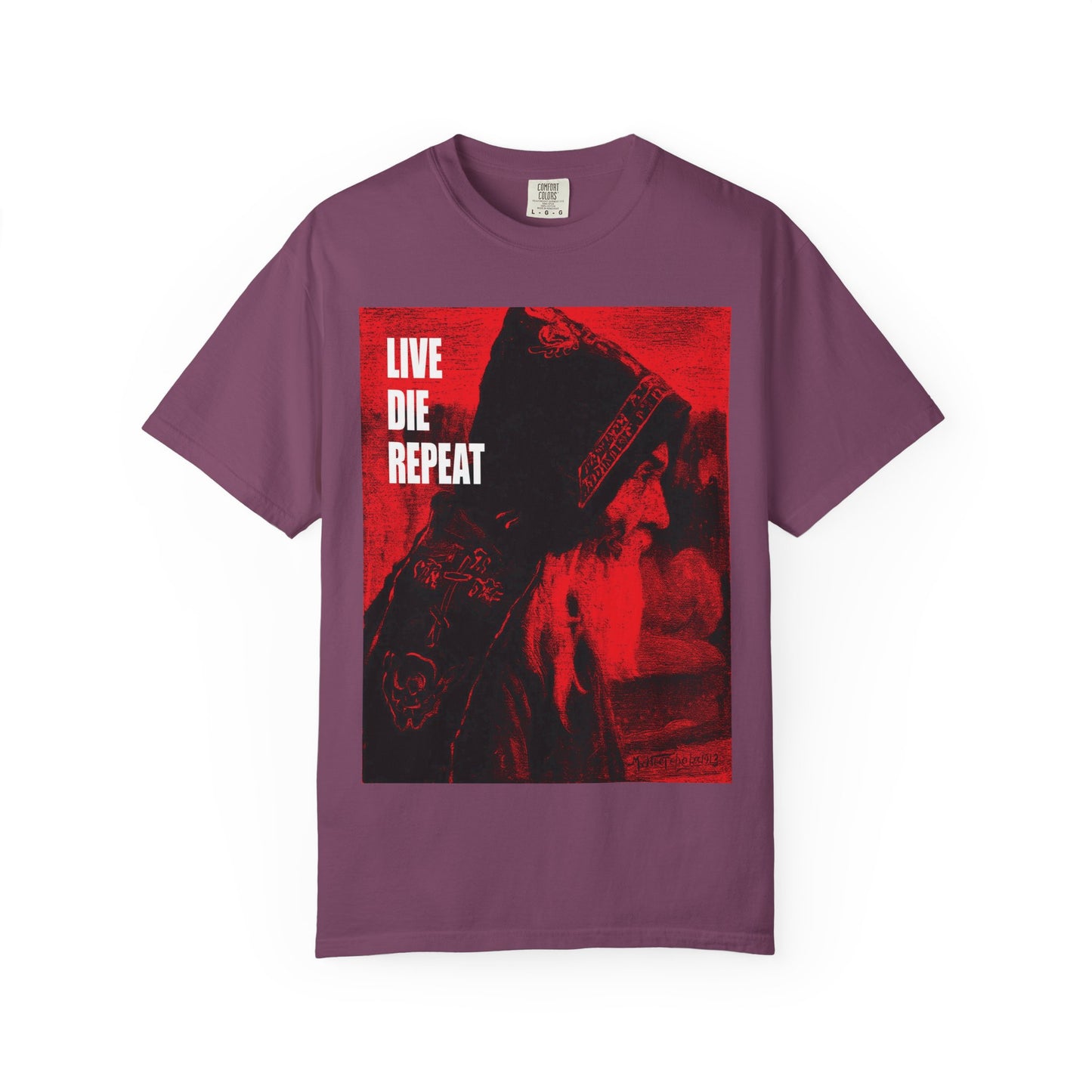 Live Die Repeat | Orthodox Monk Art by Mikhail Nesterov | Die Every Day, You Will Live Forever | Ascetic | Heavyweight Cotton Unisex Tee