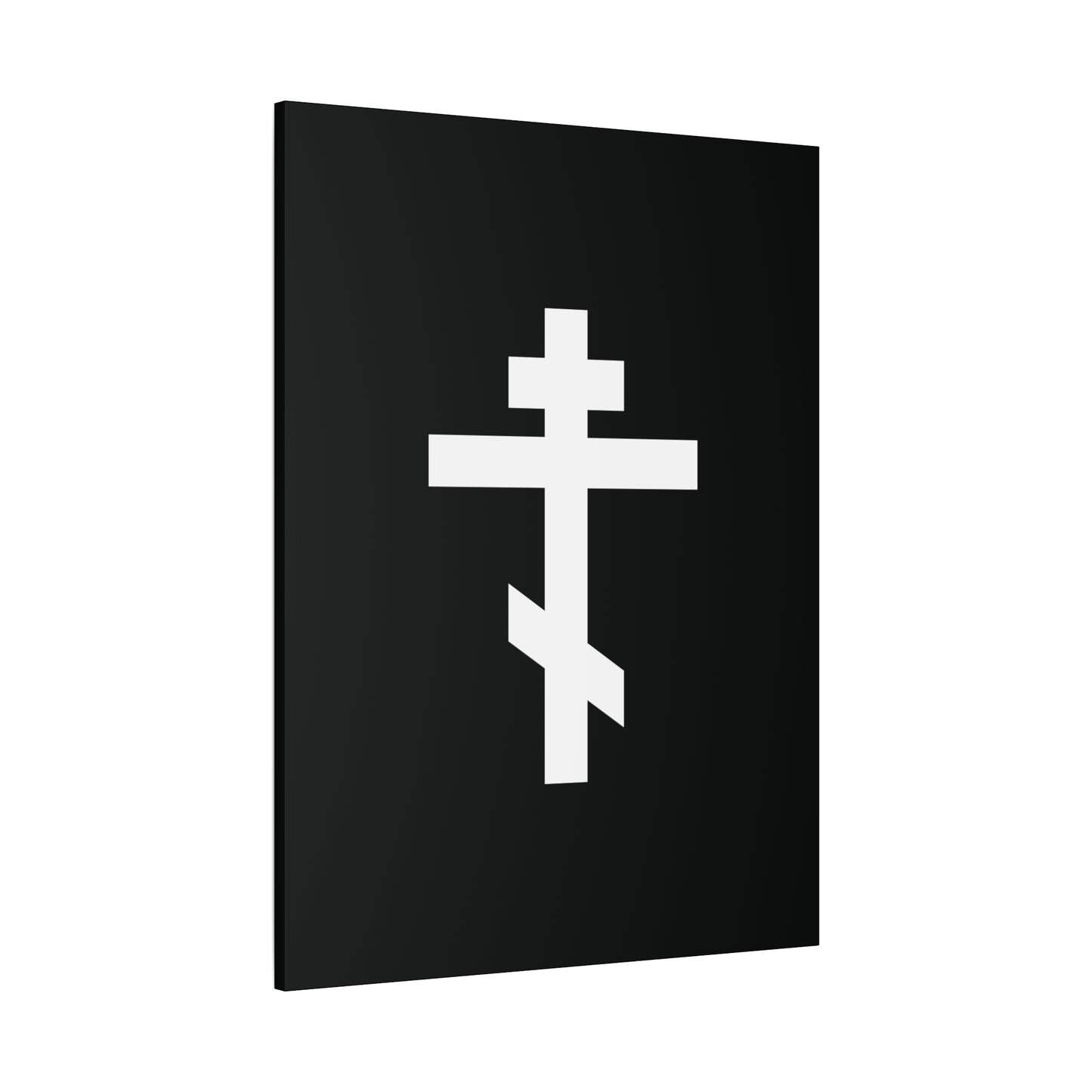 White Orthodox Cross Black Background | Let all the earth venerate the Precious and Life-Giving Cross of the Lord | Christian Canvas Art