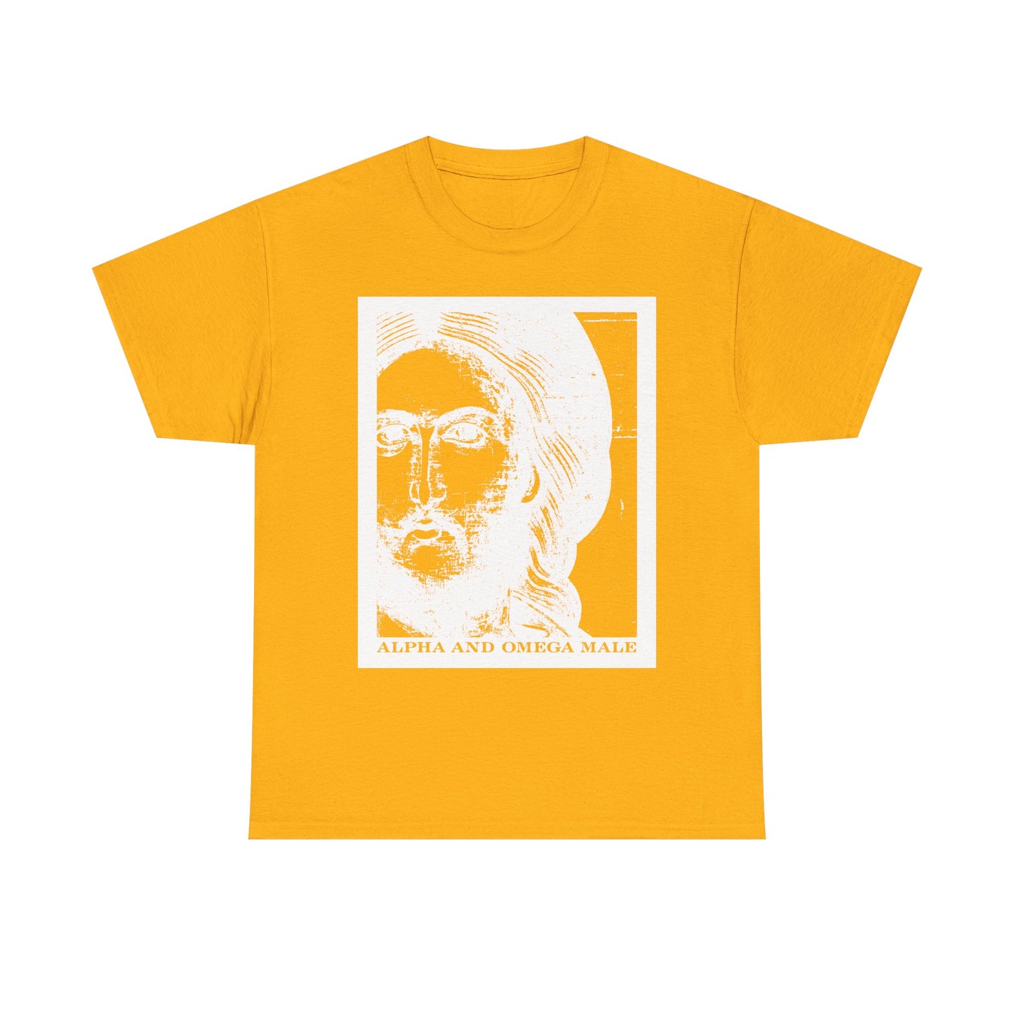 Alpha & Omega Male | Jesus Christ Icono-Graphic Photonegative | I am the Beginning & the End (Rev 22) | Midweight Cotton Unisex T-Shirt