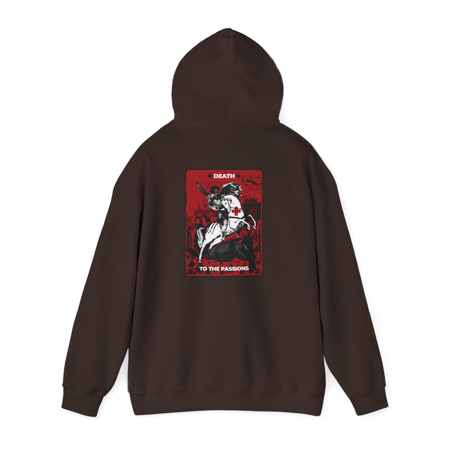 St George Slaying the Dragon | Cross on Front Left Breast | Death to the Passions | Ascetic Orthodox Christianity | Double-Sided Unisex Hoodie
