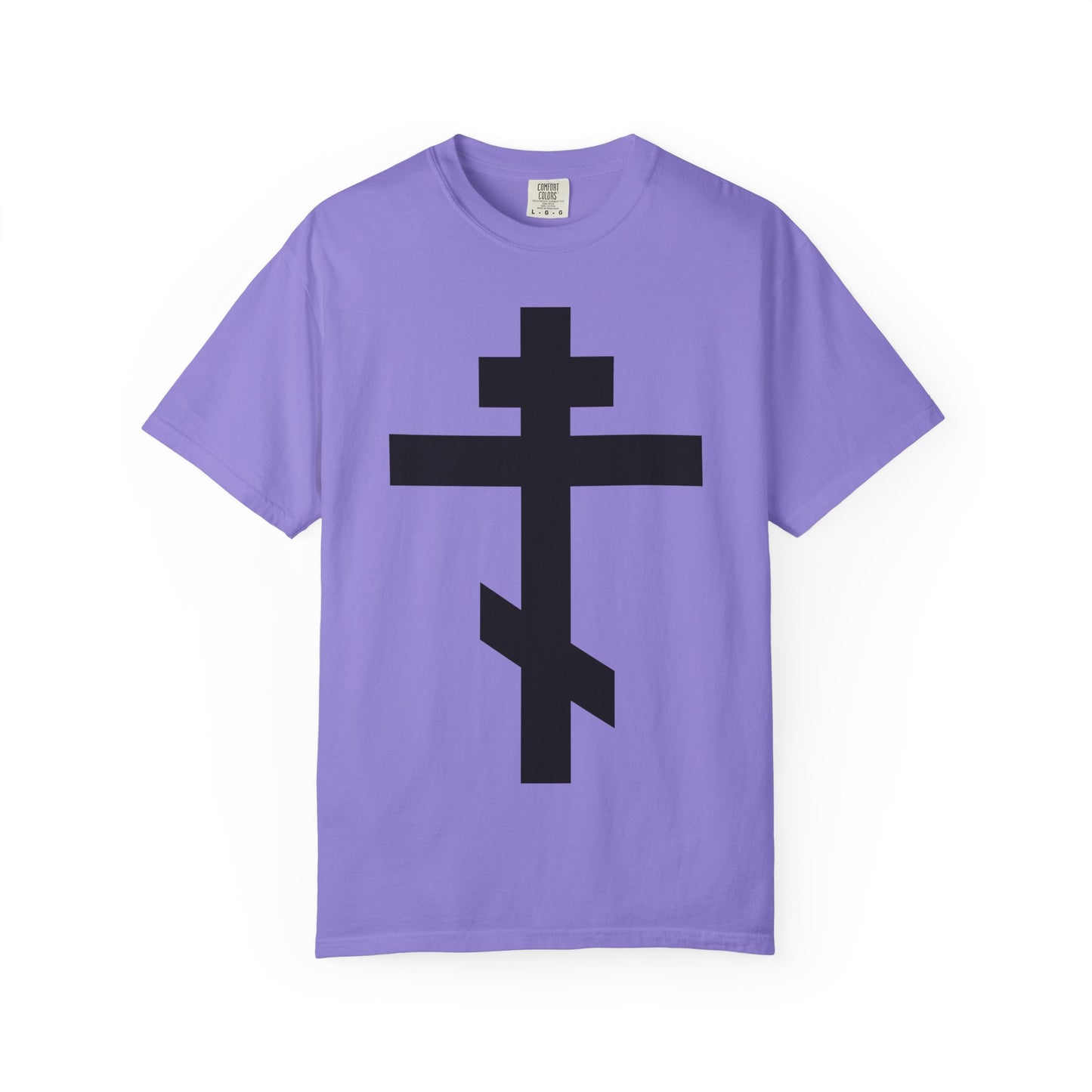 Large Black Orthodox Cross | He bore our sins on the cross so that we might die to sin & live to righteousness | Heavyweight Cotton Unisex Tee