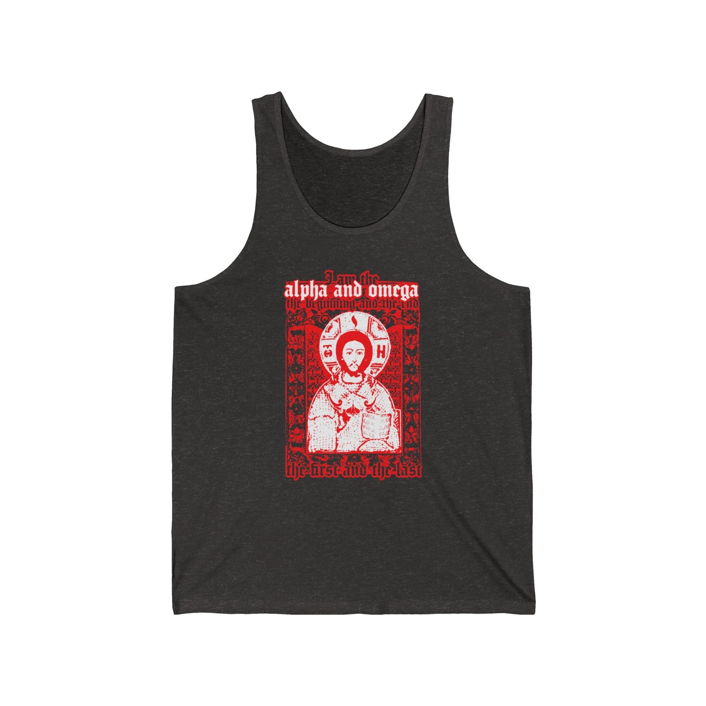 Christ Pantocrator IconoGraphik No. 2 (Alpha and Omega) | Orthodox Christian Jersey Tank Top / Sleeveless Shirt