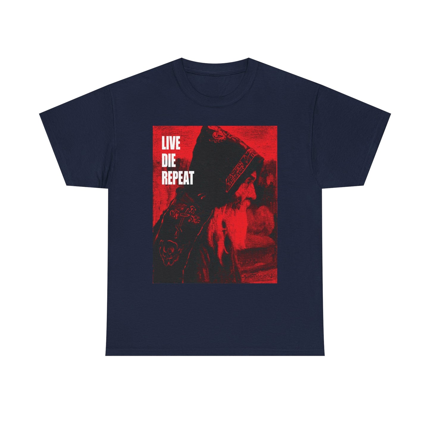 Live Die Repeat | Orthodox Monk Art by Mikhail Nesterov | Die Every Day, You Will Live Forever | Ascetic | Midweight Cotton Unisex Tee
