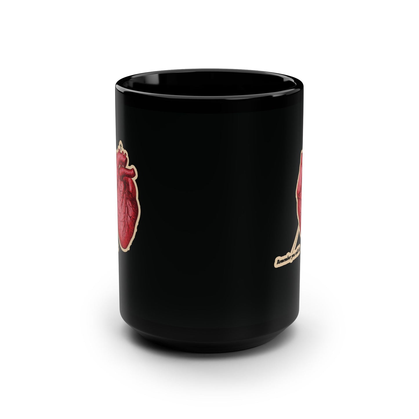 Remember You Will Die Retro Medical Textbook Heart Design | Orthodox Christian Black Mug