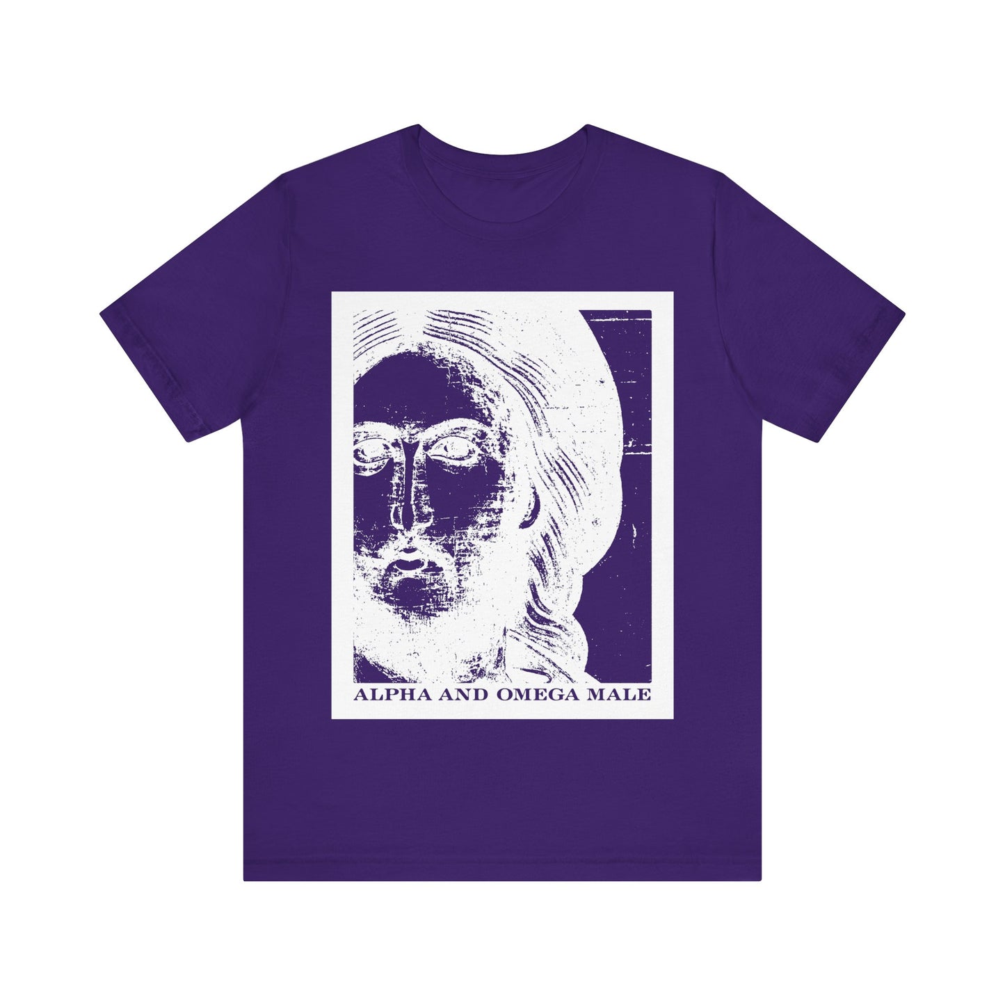 Alpha & Omega Male | Jesus Christ Icono-Graphic Photonegative | I am the Beginning & the End (Rev 22) | Lightweight Cotton Unisex T-Shirt