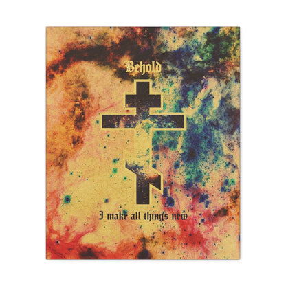Behold, I Make All Things New (Revelation 21:5) | Cosmic Orthodox Cross On Inverted Starfield | Second Coming | Orthodox Christian Canvas Art