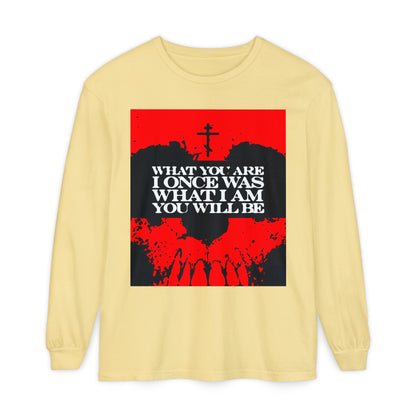 What You Are, I Once Was. What I Am, You Will Be | Memento Mori | Red Skull Remembrance of Death | Orthodox Christian Long Sleeve Shirt
