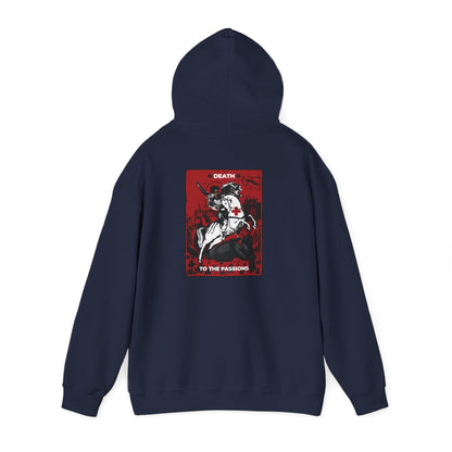 St George Slaying the Dragon | Cross on Front Left Breast | Death to the Passions | Ascetic Orthodox Christianity | Double-Sided Unisex Hoodie