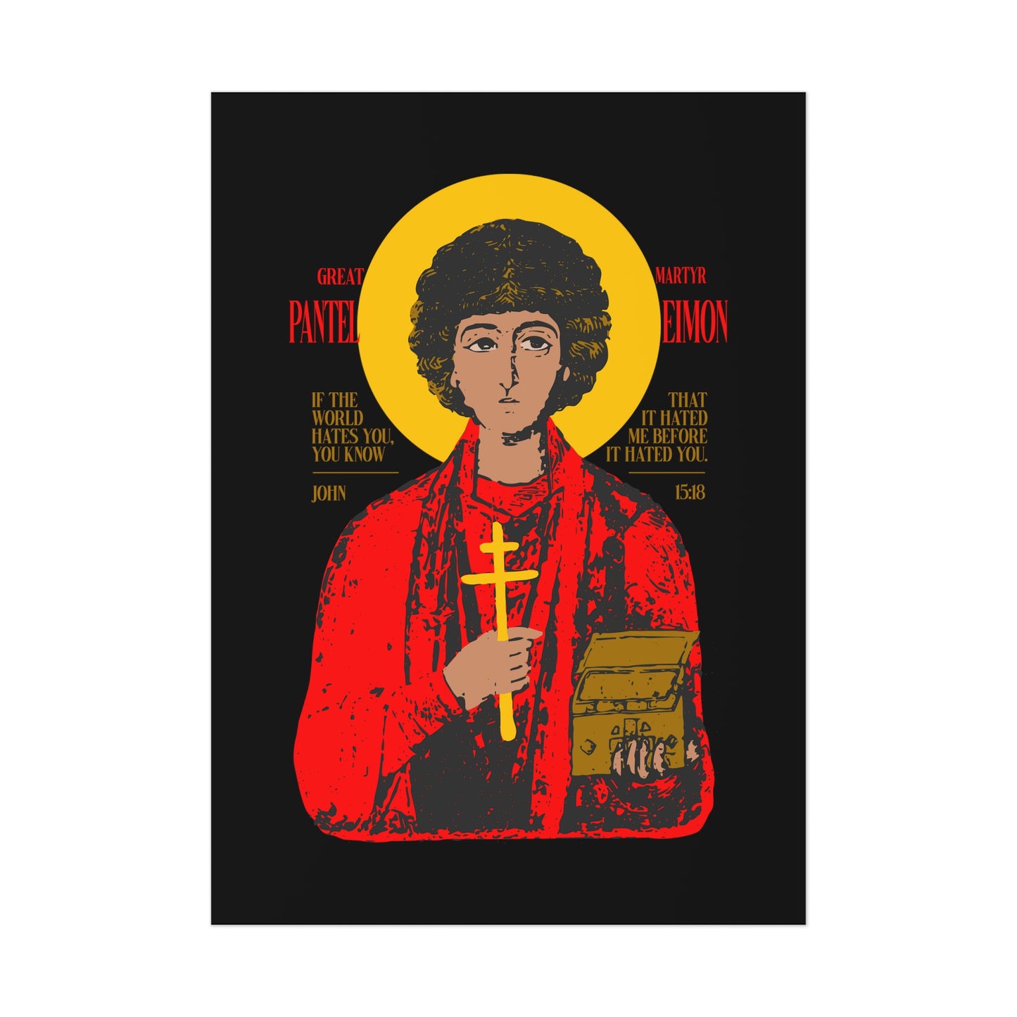 Great-Martyr Panteleimon IconoGraphic No. 1 | Orthodox Christian Art Poster