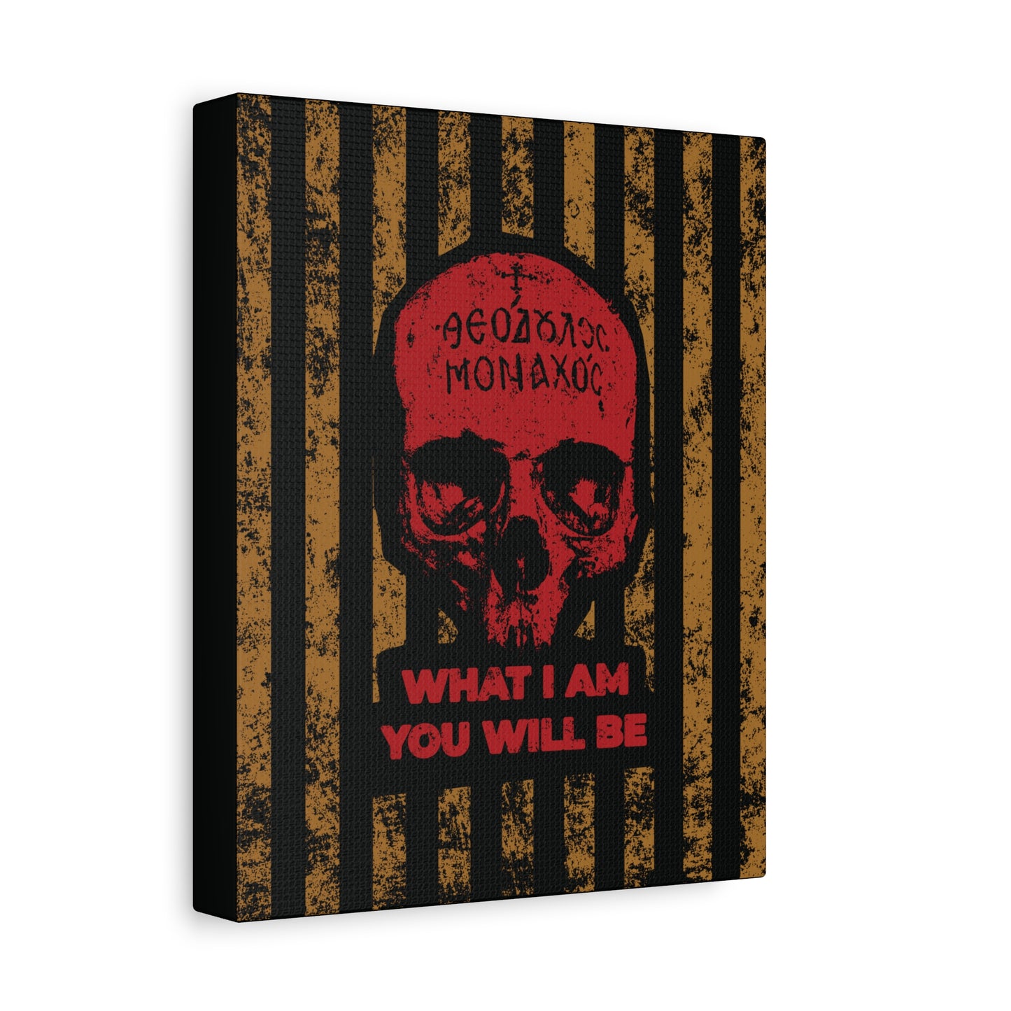 What I Am You Will Be | Memento Mori | Remembrance of Death | Mt Athos Monk Skull | Ascetic Ethos | Christian Canvas Art